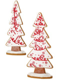 11-13" Iced Peppermint Candy Gingerbread Christmas Village Tree Set of 2