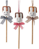 5.25" Marshmallow on Popsicle Stick Chocolate Candy Christmas Ornament Set of 3