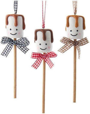 5.25" Marshmallow on Popsicle Stick Chocolate Candy Christmas Ornament Set of 3