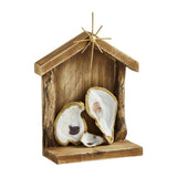 Mud Pie Home Oyster Shell Holy Family and Wood Creche Christmas Nativity Scene