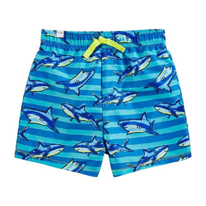 Mud Pie Kids Boys Shark and Stripe Print Swim Trunks Swimwear Pool Beach Wear
