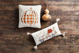 Mud Pie Home Recessed Buffalo Check Pumpkin 16" Sq Wool Autumn Hook Pillow