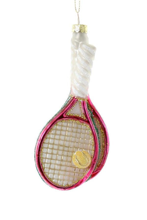 Cody Foster TENNIS RACKET Ball Player Glass Christmas Ornament