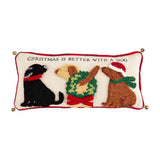 Mud Pie Home CHRISTMAS IS BETTER WITH A DOG Tuft Wool Throw Pillow 18" x 8"