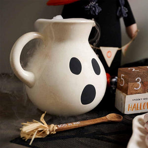 Mud Pie Home Halloween Ghost Drink Pitcher 96 Oz Size with Wooden Spoon Set