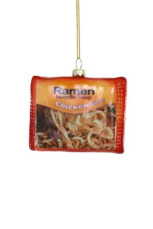 Cody Foster Ramen Chicken Noodle Soup Package Faux Food Glass Christmas Ornament