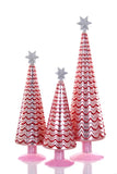 Cody Foster 10"-15" Draped Swag Texture  Pink Glass Christmas Tree Set of 3