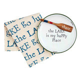 Mud Pie Home MY HAPPY PLACE Lakehouse Lake House Cabin Cheese Serving Plate Spreader Towel Set