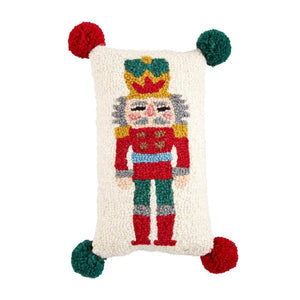 Mud Pie Home Nutcracker Soldier Mini Tuft Wool Hooked Pillow 6" x 12"