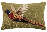 Pheasant Fowl Wildlife Hunting Lodge Cabin Hook Wool Pillow 14" x 22"