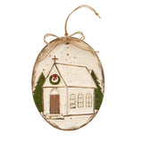 Mud Pie Home Rustic Farmhouse Country Church Glazed Stoneware Splatter Christmas Ornament