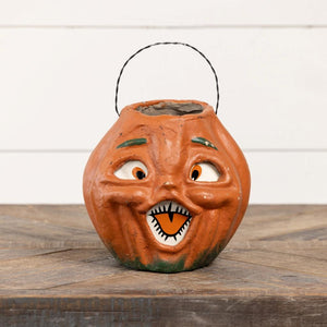 Ragon House 7" Retro Paper Mache Style Primitive Jack O-Lantern Choir Candy Bucket