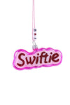 Cody Foster SWIFTIE Taylor Fan Club Logo Pink Glass Christmas Ornament