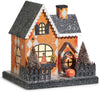 RAZ 7.75" Orange Harlequin Print Halloween Party House w/ Timer