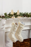 Mud Pie Home Raised Dot Felted Wool White Off-White Christmas Stocking