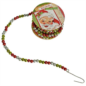 1/4" Mini Red Green and Gold Small Round Bead Garland 6 Ft Length Spool