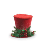 RAZ 7"  Red Snowman Top Hat w/ Green Berries Christmas Ornament