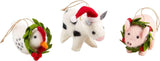 Mud Pie Home Felt Wool Barnyard Farm Chicken Pig Cow Ornament Set