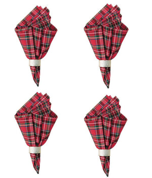 Red Tartan Christmas Plaid Cloth Napkins 18" Square Set of 4