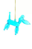 Balloon Clown Kids Art Poodle Blue Dog Glass Christmas Ornament