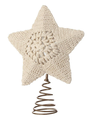 13" Macrame Boho Natural Color Crochet Christmas Tree Topper