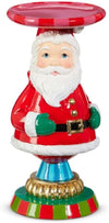 RAZ 9" Tall Retro Santa Christmas Pillar Candle Pedestal Stand