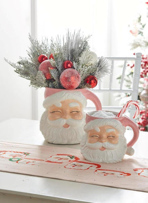 RAZ 7.5" Pink Winking Santa Claus Mug Style Candy Plant Container