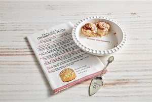 Mud Pie Home Cinnamon Roll Round Baking Dish Kitchen Towel Serving Utensil 3 Pc Set