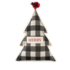 Mud Pie Home MERRY Buffalo Check Black White Christmas Tree Shape 20" Pillow