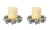 Blue Ivory Pip Berry Seashell Ocean Beach Pillar Candle Ring Set of 2