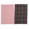 Mud Pie Home Green Tartan Plaid Red Ticking Christmas Kitchen Towel Set of 2