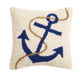 Nautical Ship Boat Anchor Hook Wool 10" Square Throw Pillow