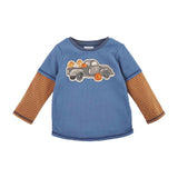 Mud Pie Kids Boys Pumpkins in Pickup Truck Patch Blue Autumn Tee Shirt