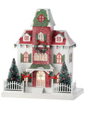 12" Red Green White Paper Putz Tudor Christmas Village House