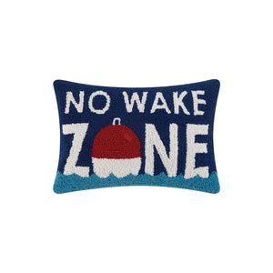 NO WAKE ZONE Nautical Boating Hook Wool Throw Pillow 12" x 16"