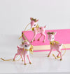 RAZ 3" Pale Pink Retro MCM Deer Figure Style Christmas Ornament Set of 3