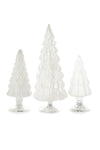 Cody Foster 4"-6.75" Tall Matte and Mirror Glass Christmas Village Tree Set of 3 White