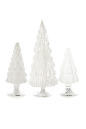 Cody Foster 4"-6.75" Tall Matte and Mirror Glass Christmas Village Tree Set of 3 White