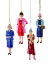 Cody Foster Figural Golden Girls 4 Pc Glass Christmas Ornament Set