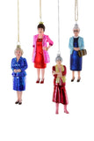 Cody Foster Figural Golden Girls 4 Pc Glass Christmas Ornament Set