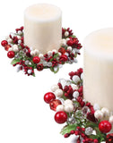 6" Pearl Berry and Jewel Pillar and Votive Holder Candle Ring Set of 2