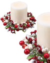 6" Pearl Berry and Jewel Pillar and Votive Holder Candle Ring Set of 2 - White