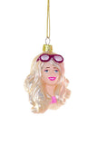 Cody Foster Pink Fashion Doll Bust with Sunglasses Glass Christmas Ornament