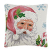 Pink Santa with Candy Cane Christmas Hook Wool Throw Pillow 18" Sq