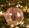 3" Mercury Colored Crackle Glass Ball Christmas Ornament Set of 4