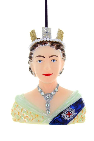 Cody Foster Young Queen Elizabeth II British Royalty Crown and Gown Bust Christmas Ornament