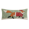 Woodland Fox in Christmas Sweater Hooked Wool Accent Pillows 8" X 20"