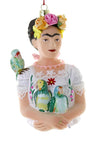 Cody Foster Frida Kahlo with Parrots Mexican Artist Glass Christmas Ornament