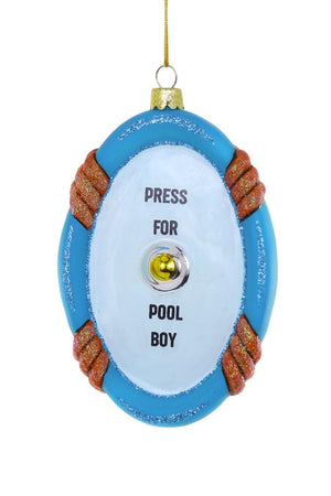 Cody Foster PRESS FOR POOL BOY Rich Life Poolside Glass Christmas Ornament