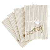 Mud Pie Home Metallic Gold Striped "Merry" Christmas Holiday Cloth Napkin Set of 4